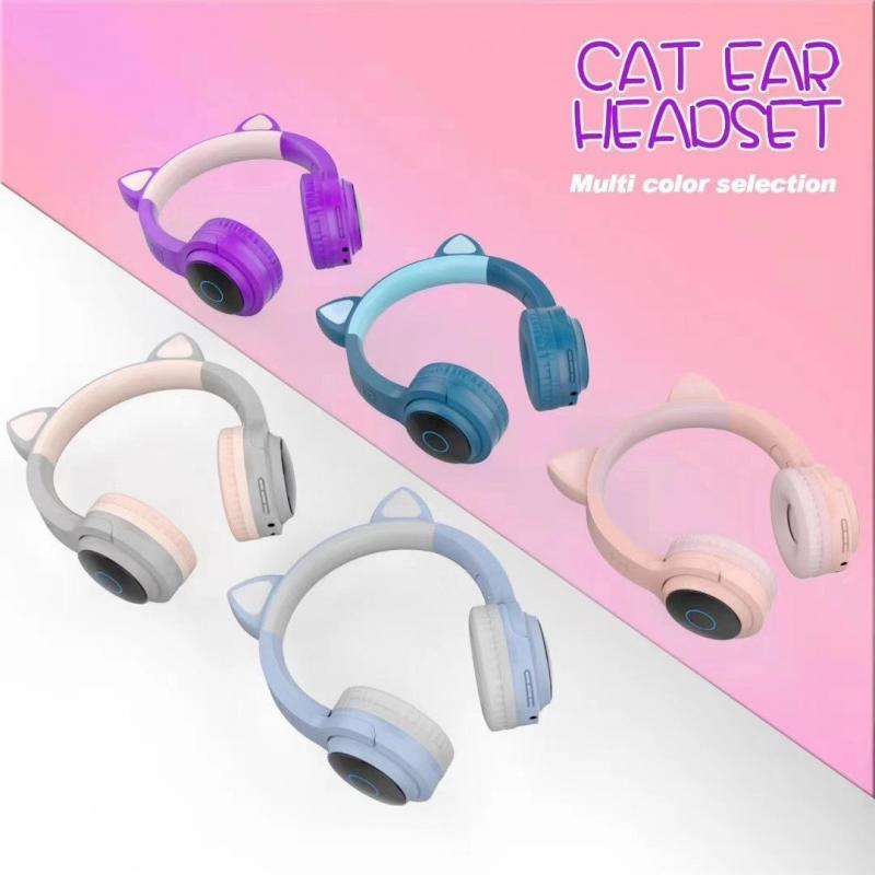 Bakeey-XY-203-Wireless-bluetooth-Headphones-HIFI-Stereo-TF-Card-Aux-In-Luminous-Cute-Cat-Ear-Head-Mo-1809307-2