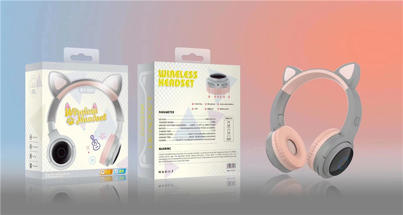Bakeey-XY-203-Wireless-bluetooth-Headphones-HIFI-Stereo-TF-Card-Aux-In-Luminous-Cute-Cat-Ear-Head-Mo-1809307-6
