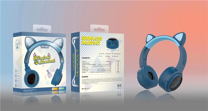 Bakeey-XY-203-Wireless-bluetooth-Headphones-HIFI-Stereo-TF-Card-Aux-In-Luminous-Cute-Cat-Ear-Head-Mo-1809307-8