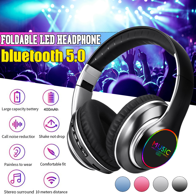 bluetooth-Headphones-Over-Ear-Folding-Wireless-Earbuds-Noise-Cancelling-LED-Stereo-Adjustable-Sport--1698967-1