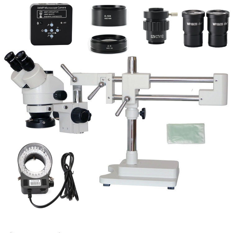 35X-7X-45X-90X-Double-Boom-Stand-Zoom-Simul-Focal-Trinocular-Stereo-Microscope34MP-Camera-Microscope-1533615-1