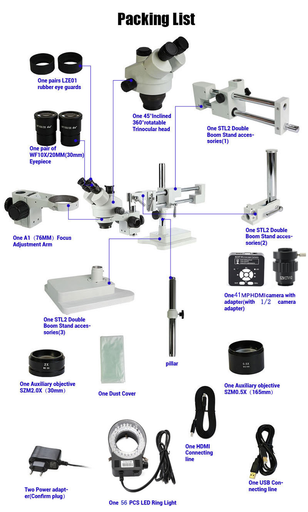 35X-7X-45X-90X-Double-Boom-Stand-Zoom-Simul-Focal-Trinocular-Stereo-Microscope41MP-Camera-Microscope-1605026-2