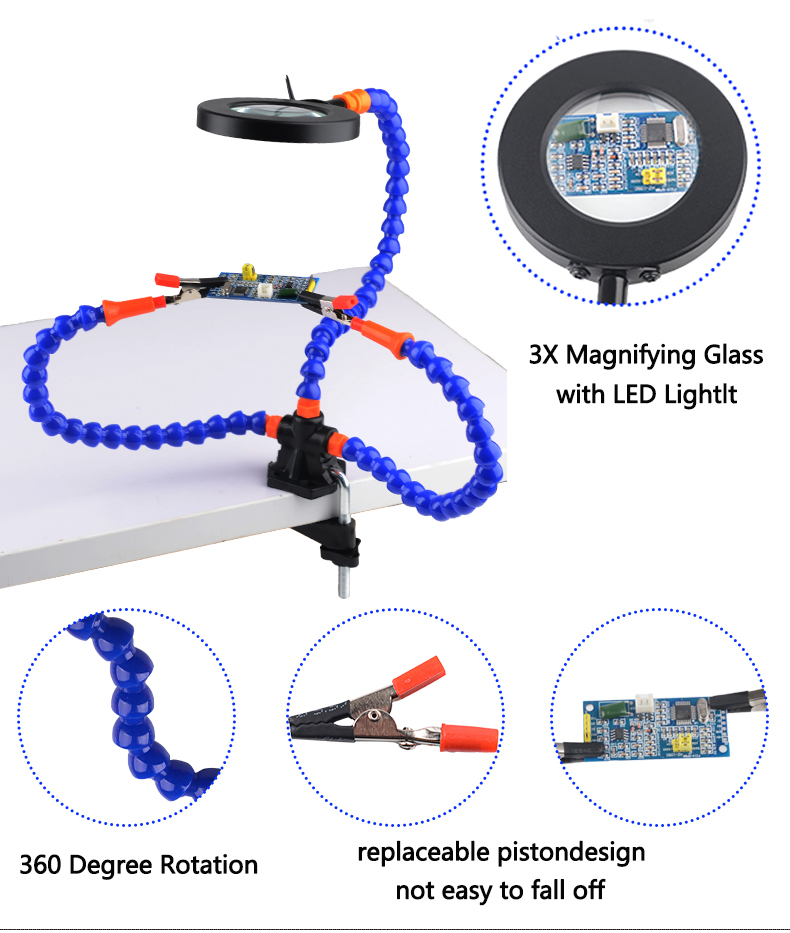 Desk-Clip-Magnifier-PCB-Soldering-Holder-3X-Magnifier-with-LED-Light-3Pcs-Flexible-Arm-Soldering-Thi-1872381-2