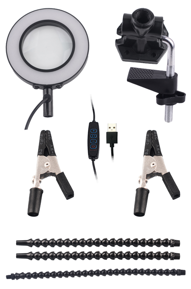 Desk-Clip-Magnifier-PCB-Soldering-Holder-3X-Magnifier-with-LED-Light-3Pcs-Flexible-Arm-Soldering-Thi-1872381-11