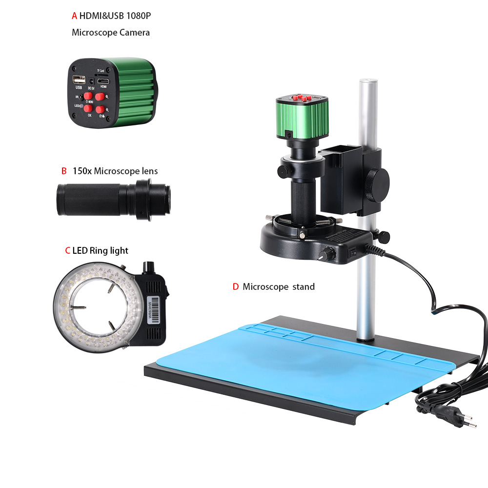 HAYEAR-24MP-1080P-60FS-HDMI-Video-Camera-Digital-Microscope-Set-150X-C-mount-Lens-56-LED-Light-Phone-1921277-3