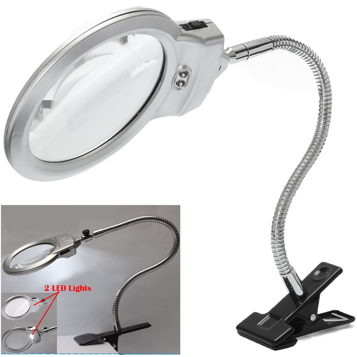 New-25-x-90MM-5-x-22MM-2-LED-Lighted-Table-Top-Desk-Magnifier-Magnifying-Glass-with-Clamp-1075605-1