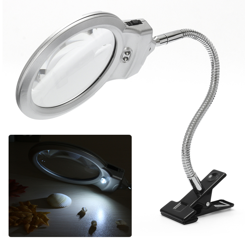 New-25-x-90MM-5-x-22MM-2-LED-Lighted-Table-Top-Desk-Magnifier-Magnifying-Glass-with-Clamp-1075605-2
