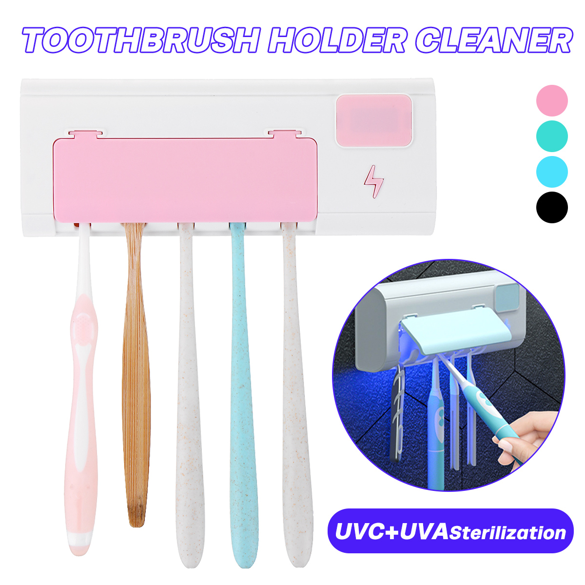 1500mAh-5V-37A-Toothbrush-Holder-Organizor-Home-Bathroom-Wall-Mounted-Purple-LightUVC-UVA-Lighting-T-1790462-2