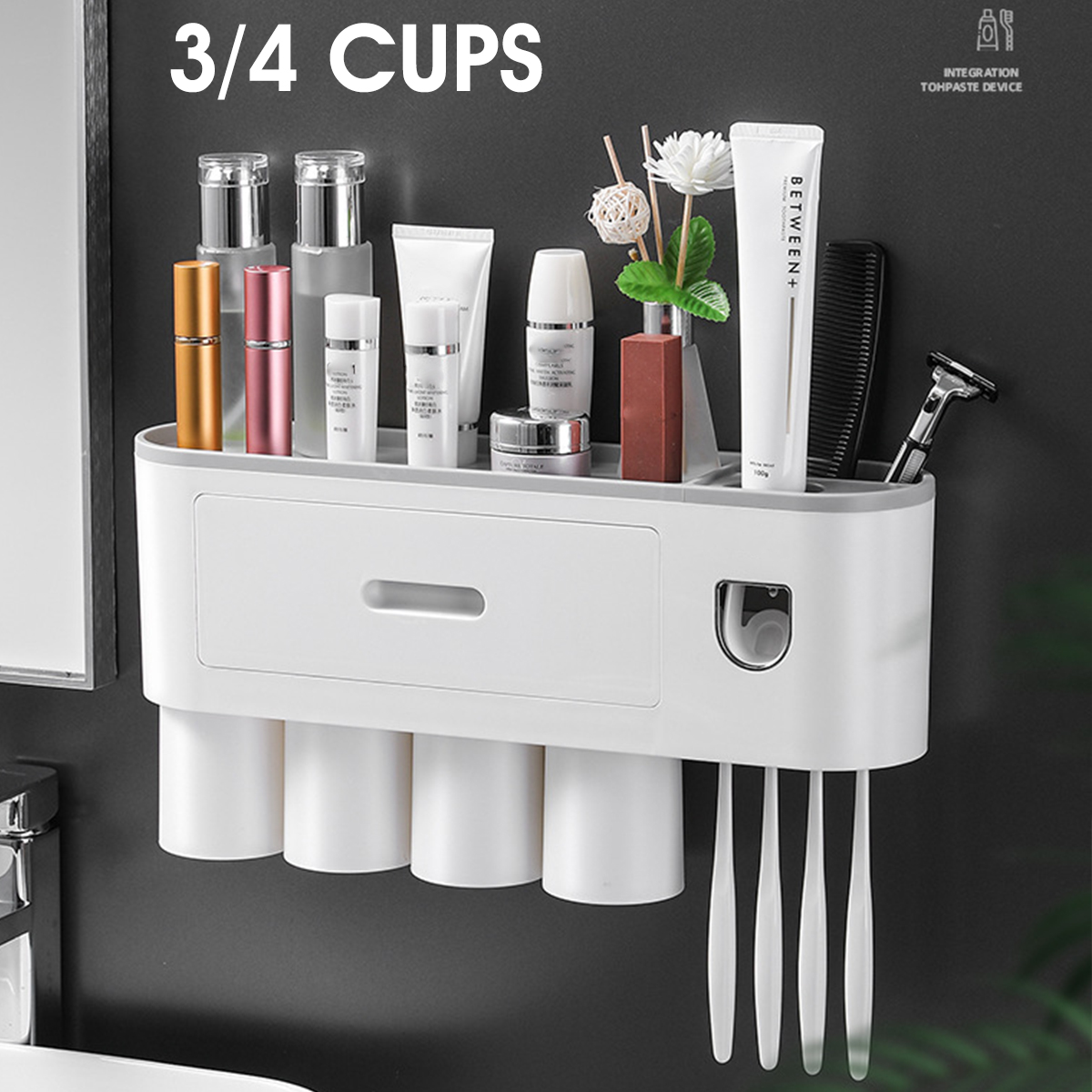 34-Cups-Magnetic-Toothbrush-Rack-Strong-Bearing-Automatic-Toothpaste-Squeezer-1769033-1