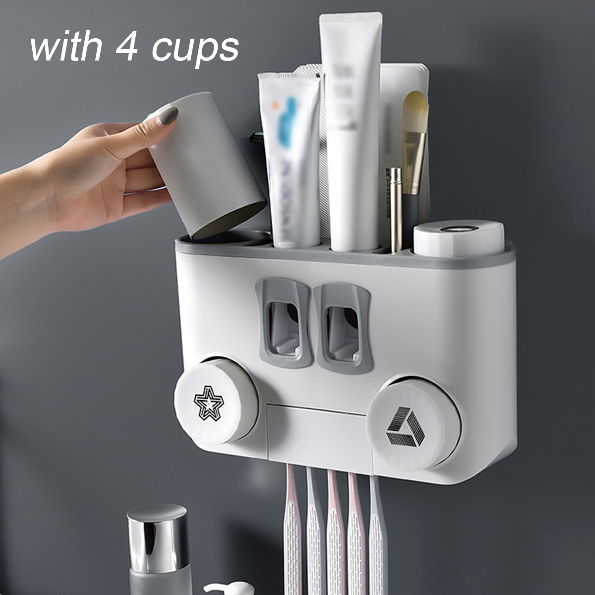 Toothbrush-Holder-No-Drill-Wall-Mount-Storage-Shelf-Rack-Bathroom-Toothpaste-Dispenser-1596670-4