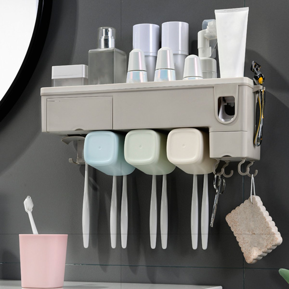 Wall-Mounted-Toothbrush-Holder-Automatic-Toothpaste-Squeezer-Storage-Rack-Cup-Family-Set-1675842-1
