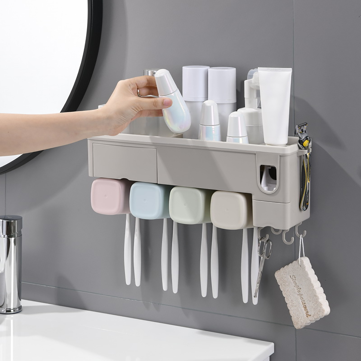 Wall-mounted-Toothbrush-Holder-Toothpaste-Dispenser-Bathroom-Storage-Organizer-1663757-5
