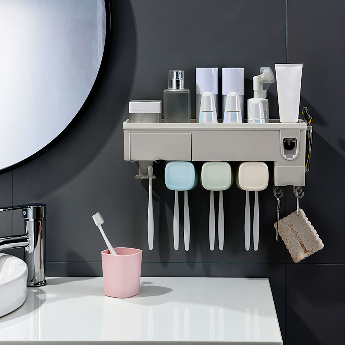 Wall-mounted-Toothbrush-Holder-Toothpaste-Dispenser-Bathroom-Storage-Organizer-1663757-6