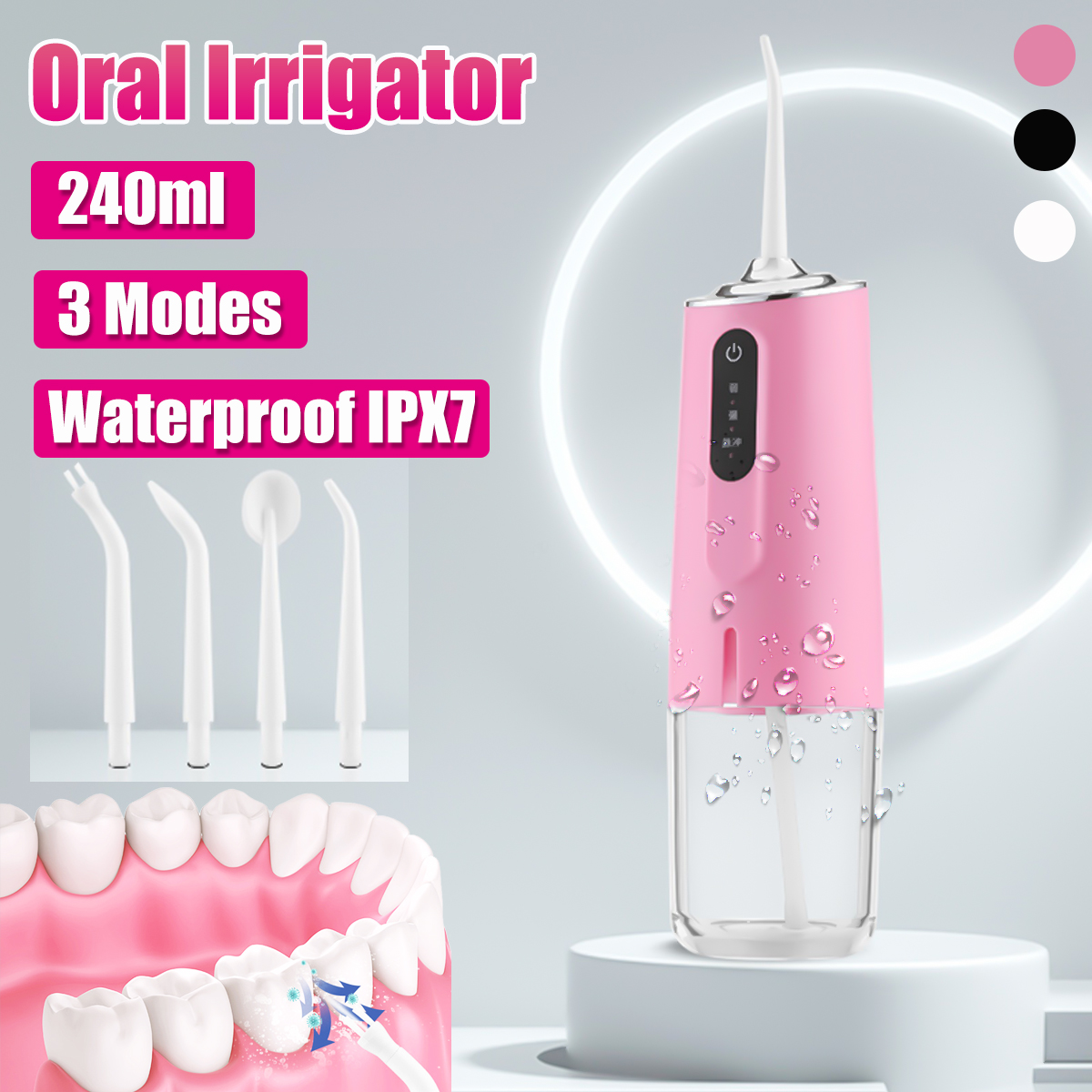 240ml-3-Modes-Cordless-Electric-Oral-Irrigator-Waterproof-USB-Rechargeable-Teeth-Water-Flosser-Tooth-1893394-2