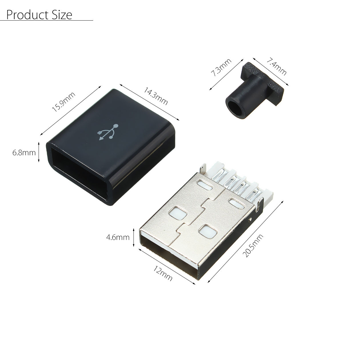 1Pcs-USB-20-Type-A-Plug-4-pin-Male-Adapter-Solder-Connector--Black-Cover-Square-1287374-3