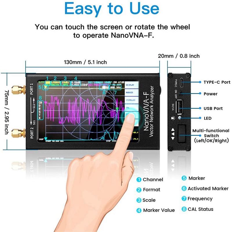NanoVNA-F-Portable-Handheld-Vector-Network-Analyzer-SWR-Meter-50KHz-1000MHz-43-Inch-IPS-TFT-Digital--1595601-5
