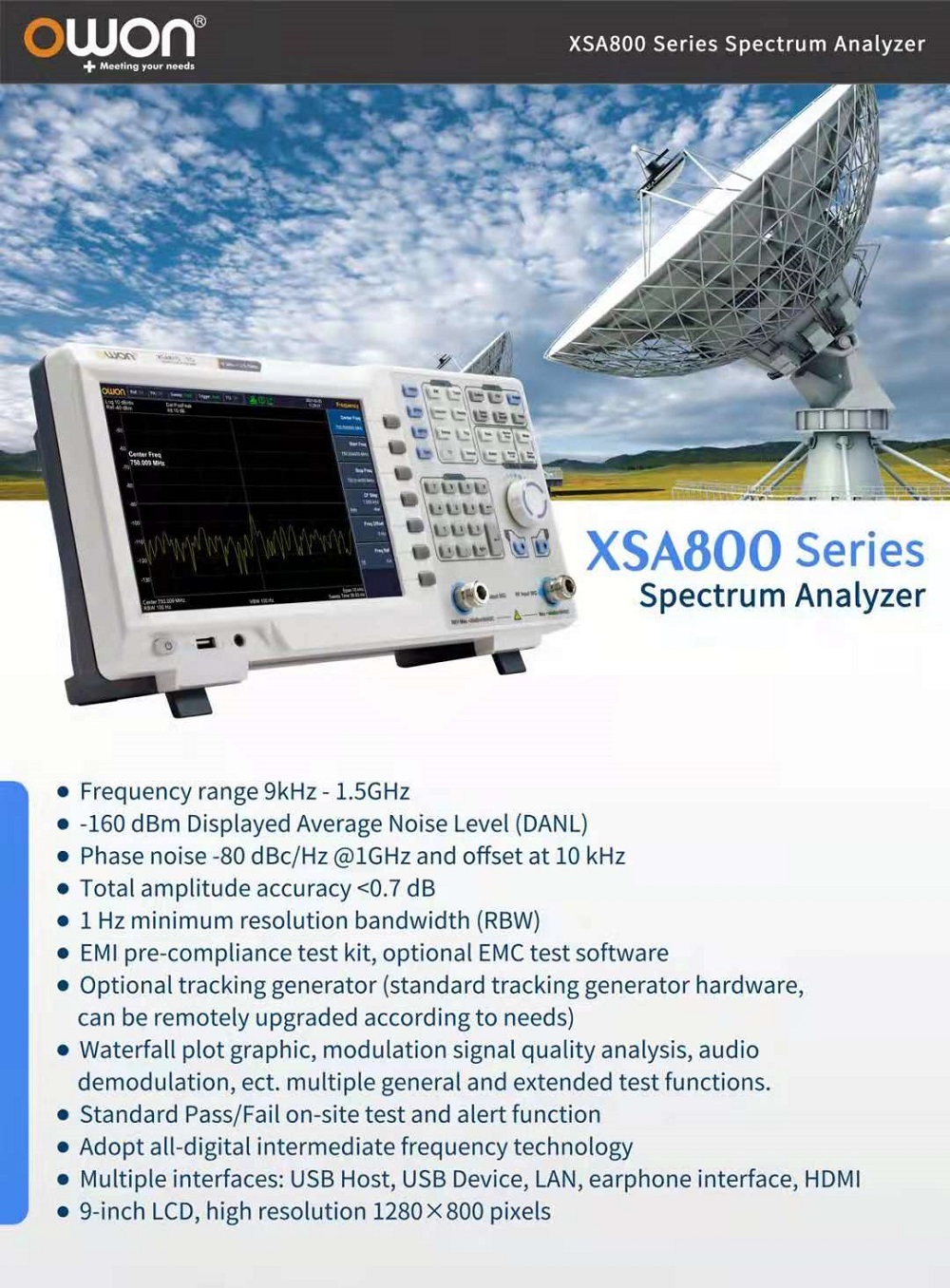 OWON-XSA805XSA810-XSA815-9kHz-15GHz-9Inch-TFT-LCD-Display-Spectrum-Analyzer-Support-USB-LAN-HDMI-Com-1923736-1