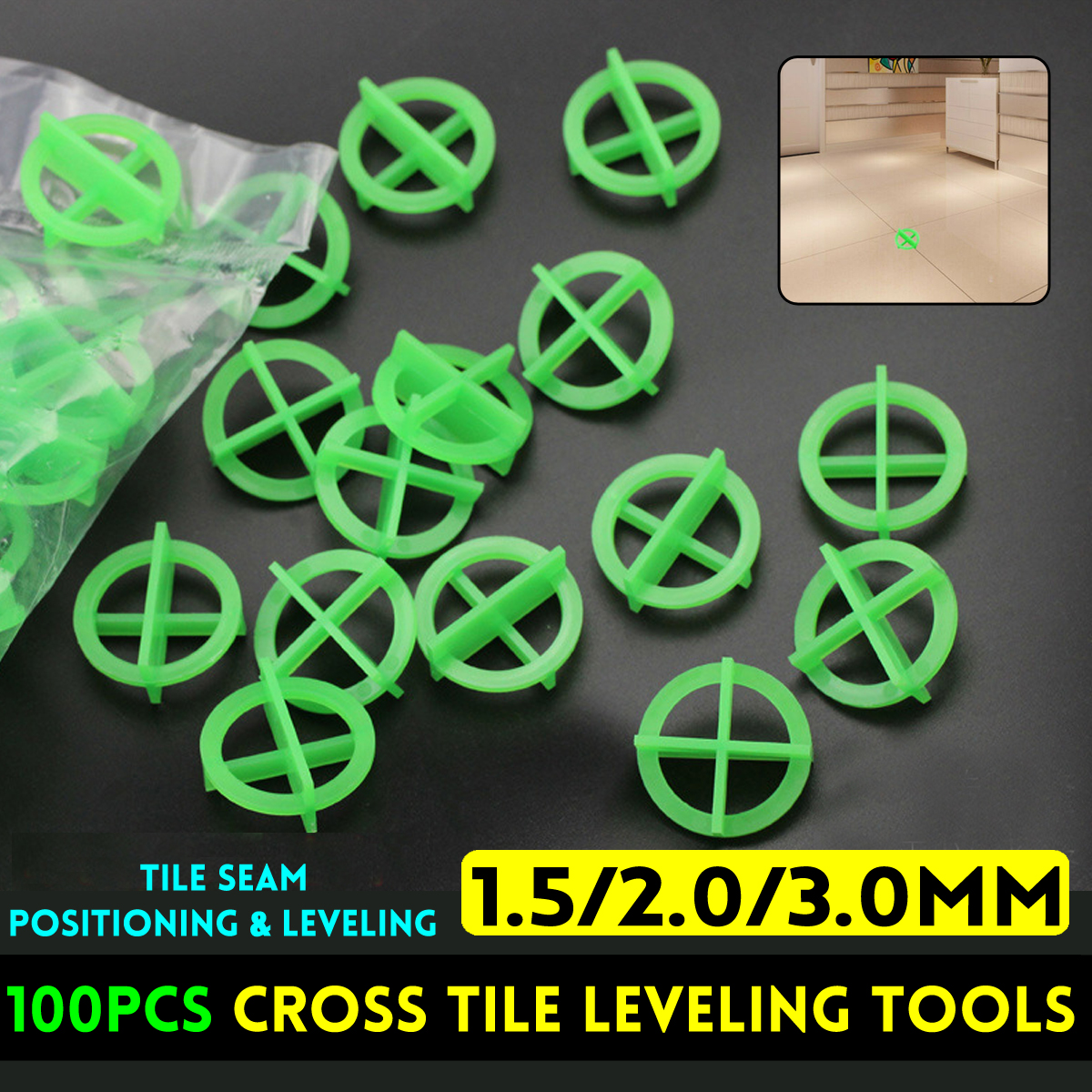 100Pcs-Cross-Tile-Leveling-System-Base-Spacer-Recyclable-Plastic-Tools-1697905-1