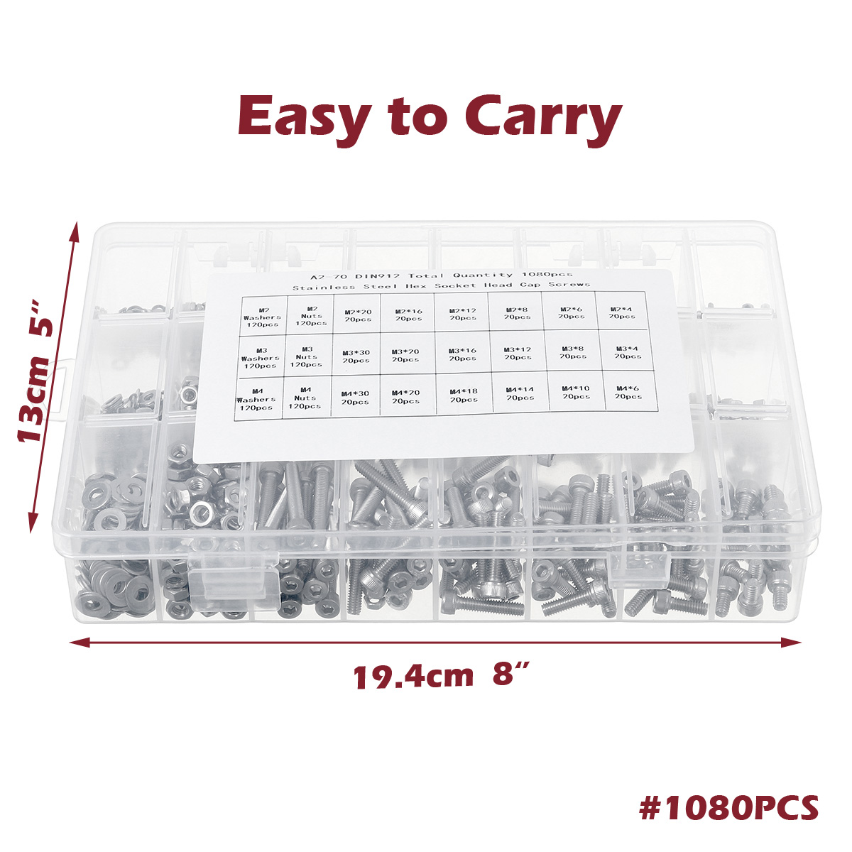 1080PCS500PCS-Stainless-Steel-Screw-Socket-Nut-Round-Head-M2-M3-M4-M5-Kit-Set-1722526-13