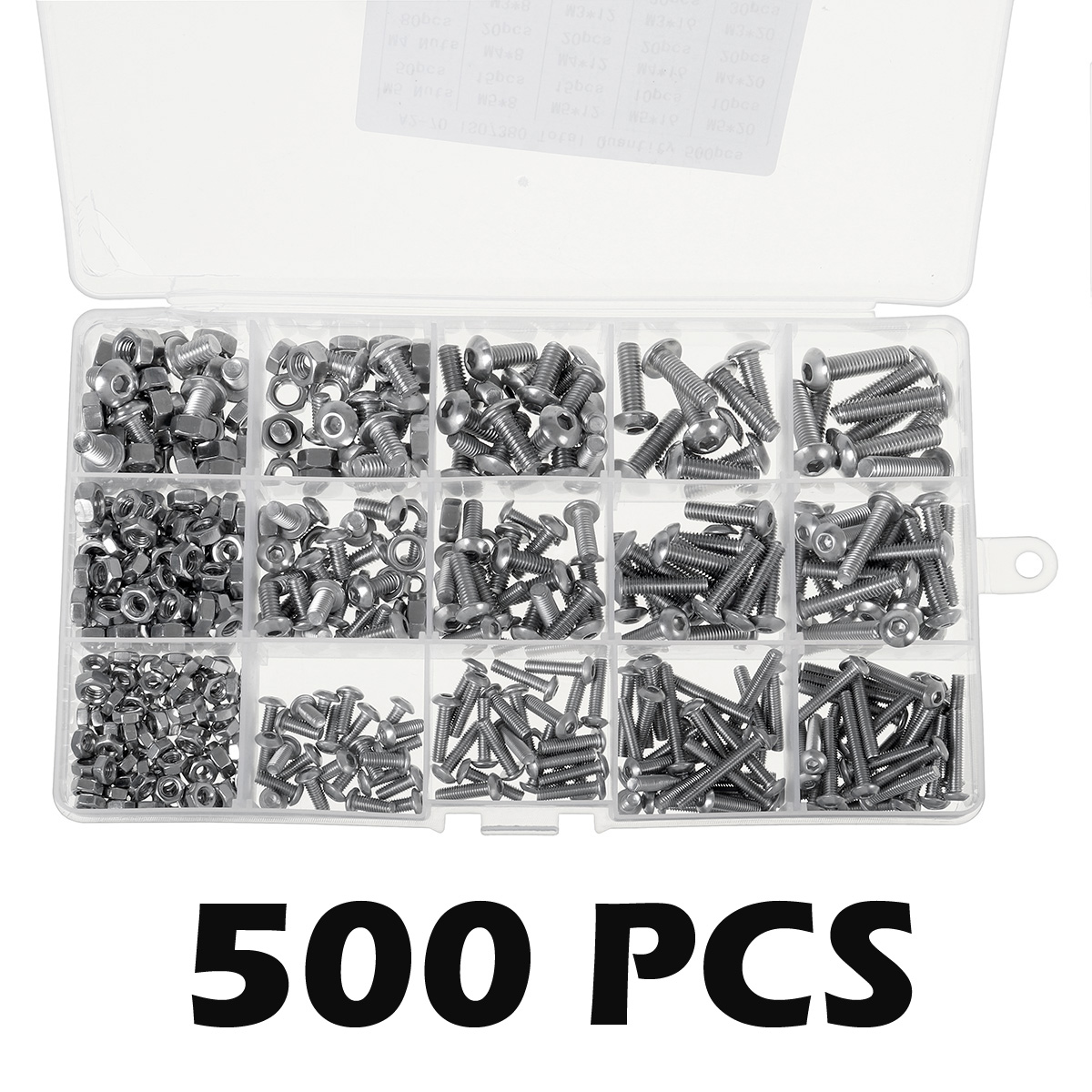 1080PCS500PCS-Stainless-Steel-Screw-Socket-Nut-Round-Head-M2-M3-M4-M5-Kit-Set-1722526-6