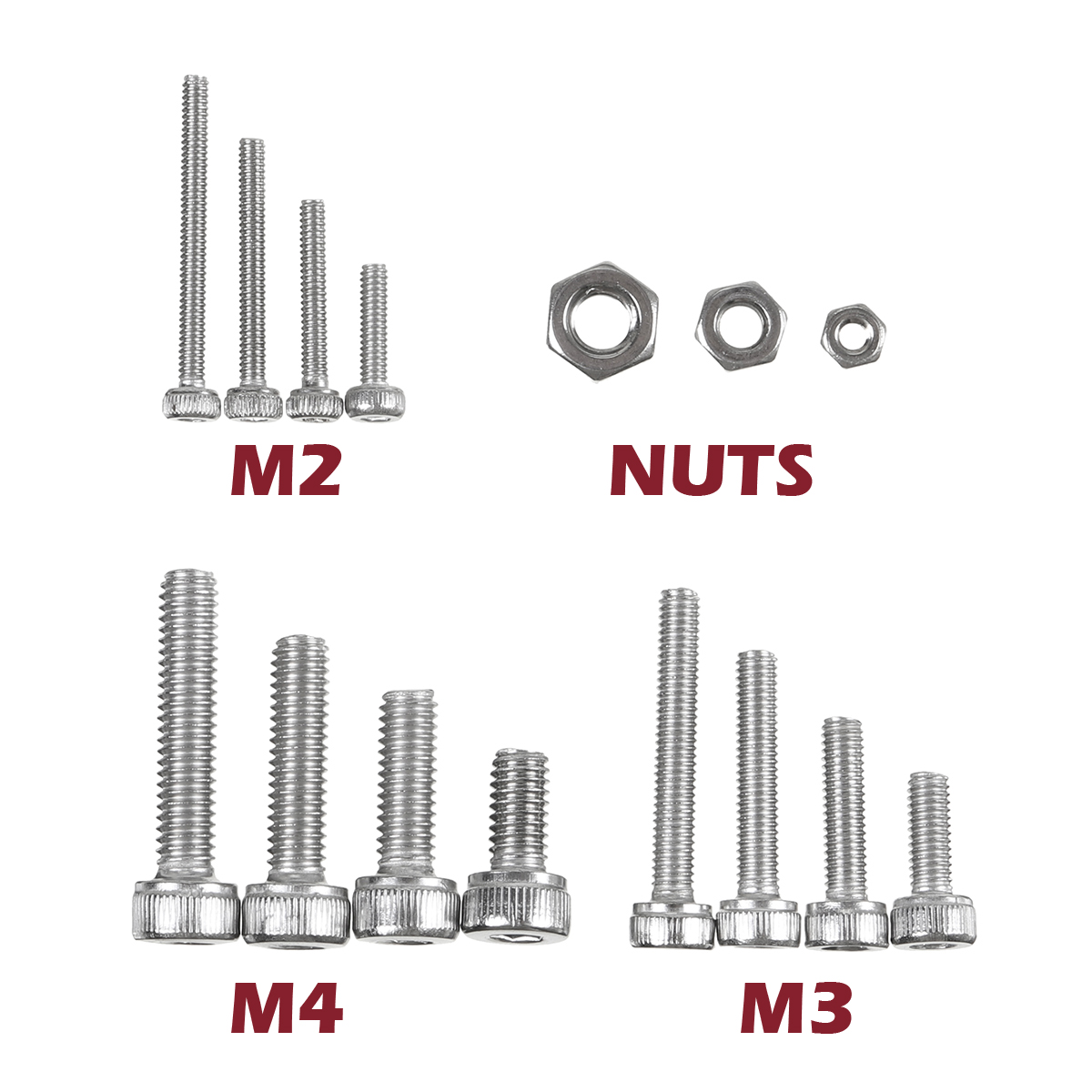 1080PCS500PCS-Stainless-Steel-Screw-Socket-Nut-Round-Head-M2-M3-M4-M5-Kit-Set-1722526-8