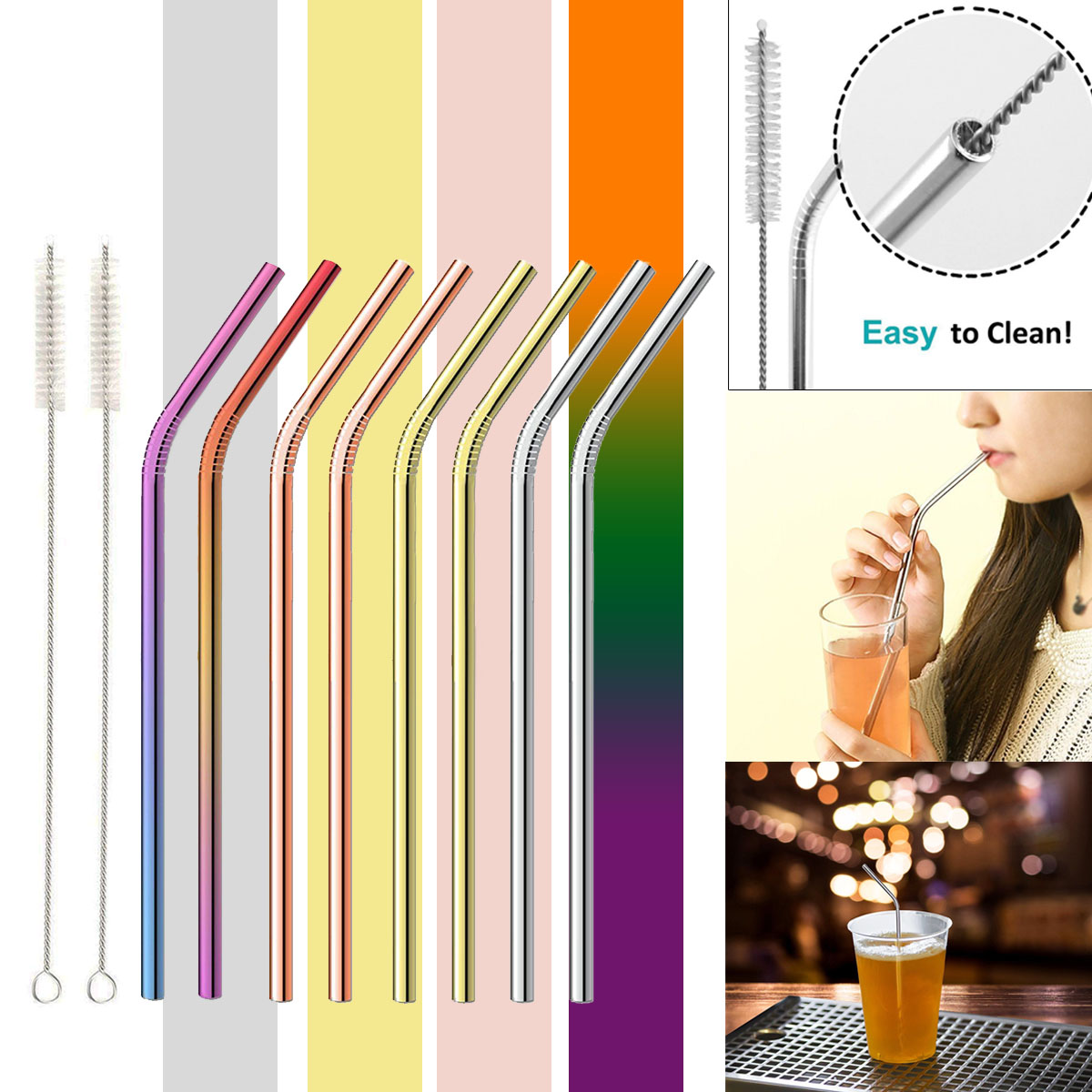 10Pcs-Reusable-Stainless-Steel-Straws-Multi-Colored-Metal-Straw-with-Cleaning-Brushes-1349175-9