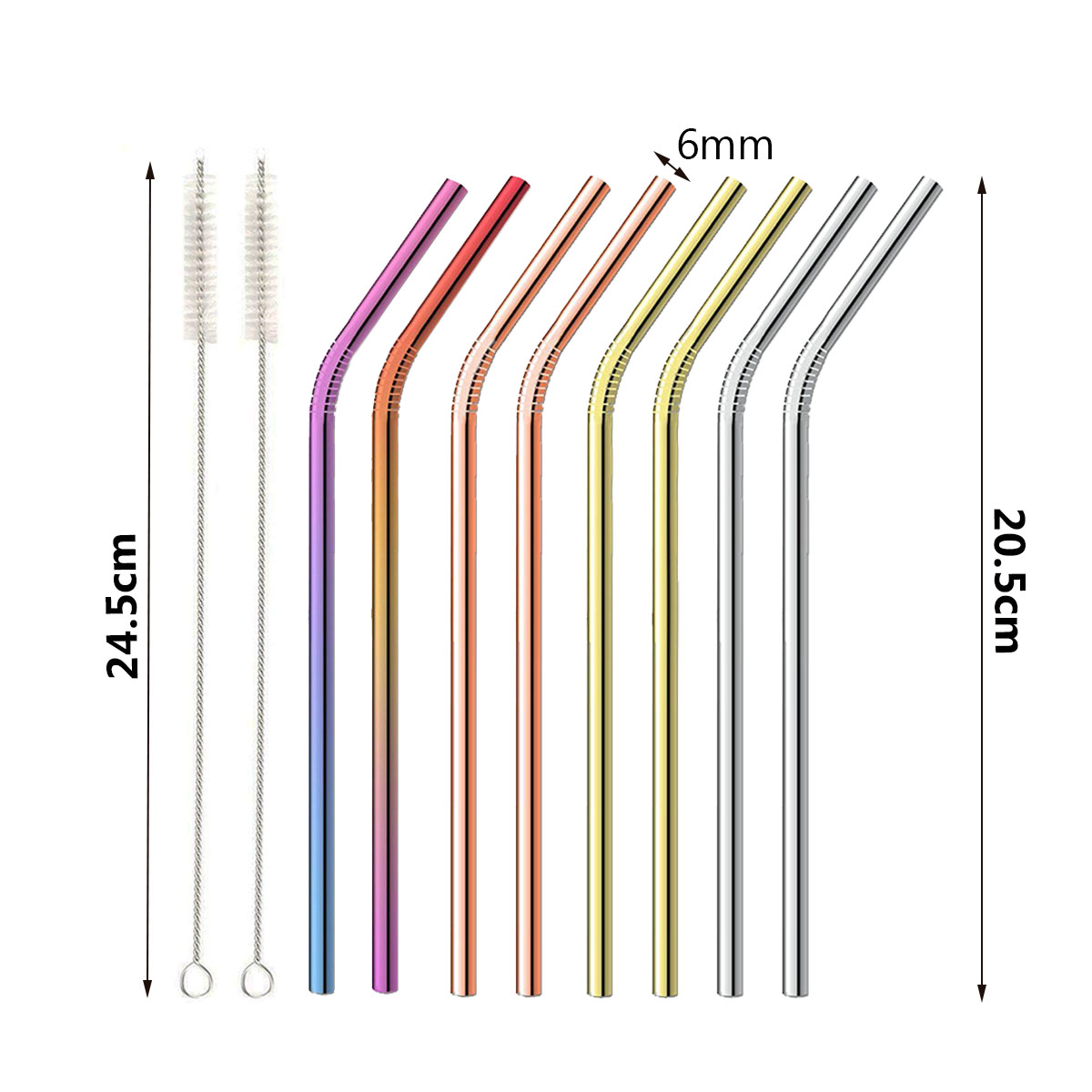 10Pcs-Reusable-Stainless-Steel-Straws-Multi-Colored-Metal-Straw-with-Cleaning-Brushes-1349175-10