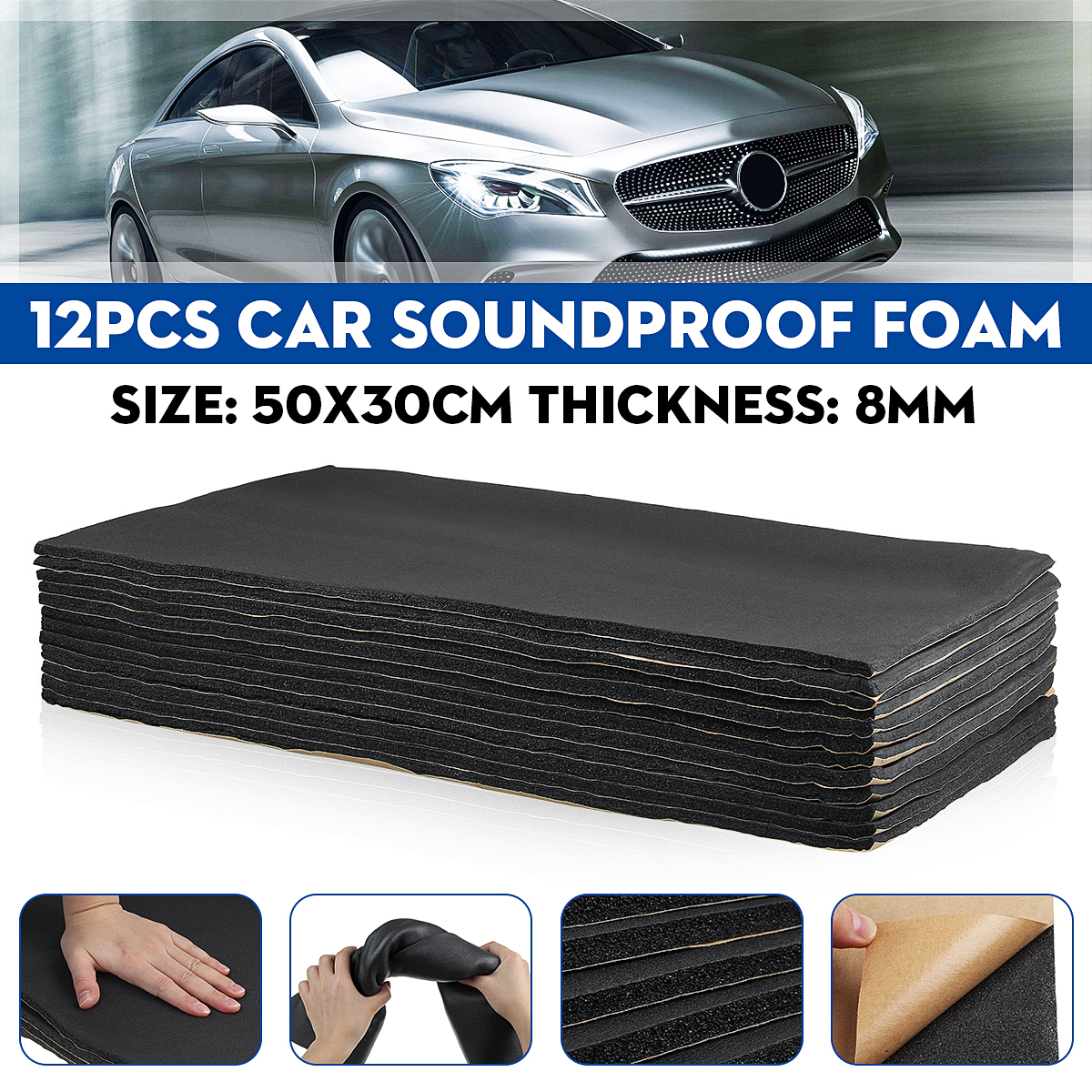12Pcs-10mm-Sound-Proofing-Foam-Deadening-Insulation-Cotton-50x30cm-for-Car-SUV-1735462-2