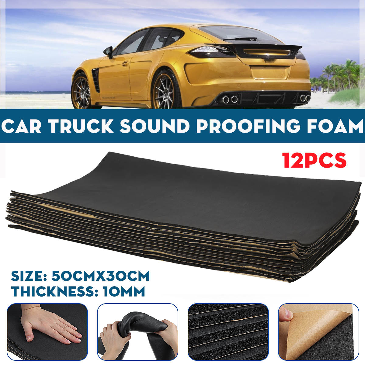 12Pcs-3mm-Sound-Proofing-Foam-Deadening-Insulation-Cotton-50x30cm-for-Car-SUV-1736475-1
