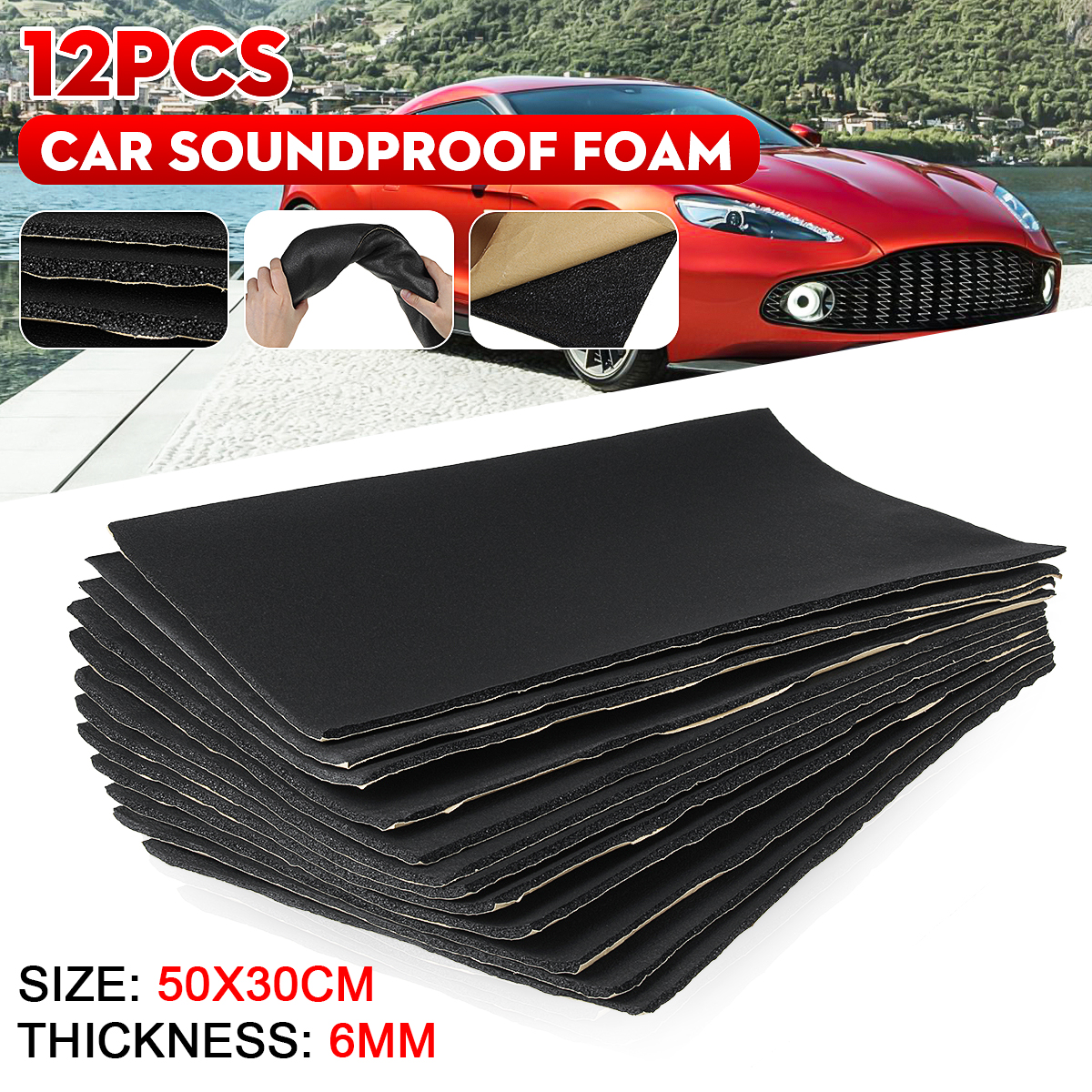 12Pcs-6mm-Sound-Proofing-Foam-Deadening-Insulation-Cotton-50x30cm-for-Car-SUV-1735461-1