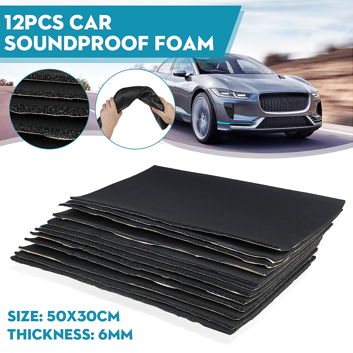 12Pcs-6mm-Sound-Proofing-Foam-Deadening-Insulation-Cotton-50x30cm-for-Car-SUV-1735461-2