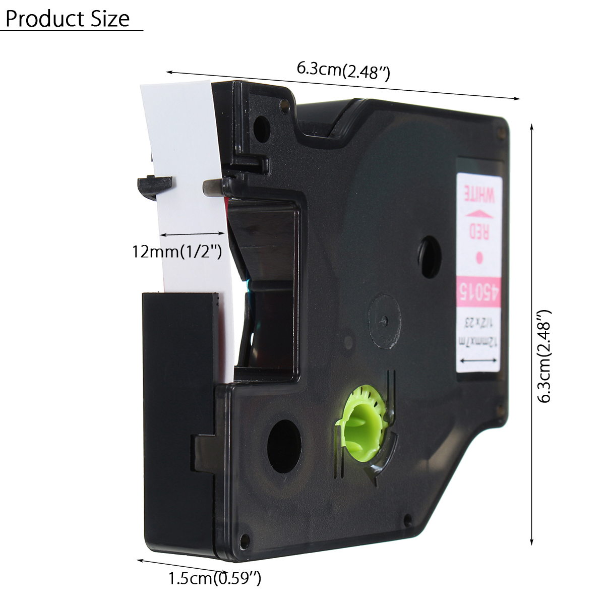 12mmx7m-Plastic-Label-Tape-Compatible-for-Dymo-D1-LetraTag-45015-Red-On-White-1335983-1
