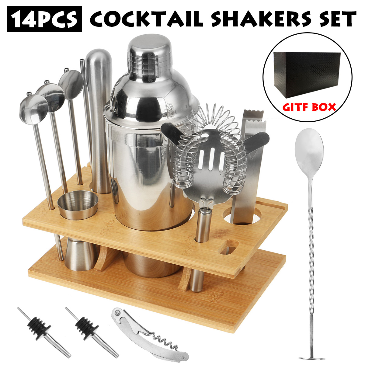14Pcs-Stainless-Steel-Cocktail-Shaker-Set-Bar-Mixer-Drink-Bartender-Tool-Home-1728110-2