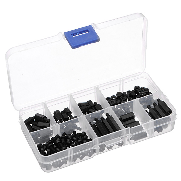 180pcs-M3-Nylon-Black-M-F-Hex-Spacers-Screw-Nut-Assortment-Kit-951950-4