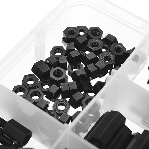 180pcs-M3-Nylon-Black-M-F-Hex-Spacers-Screw-Nut-Assortment-Kit-951950-8