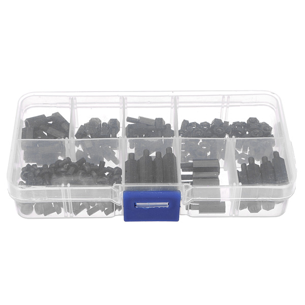 180pcs-M3-Nylon-Black-M-F-Hex-Spacers-Screw-Nut-Assortment-Kit-951950-9