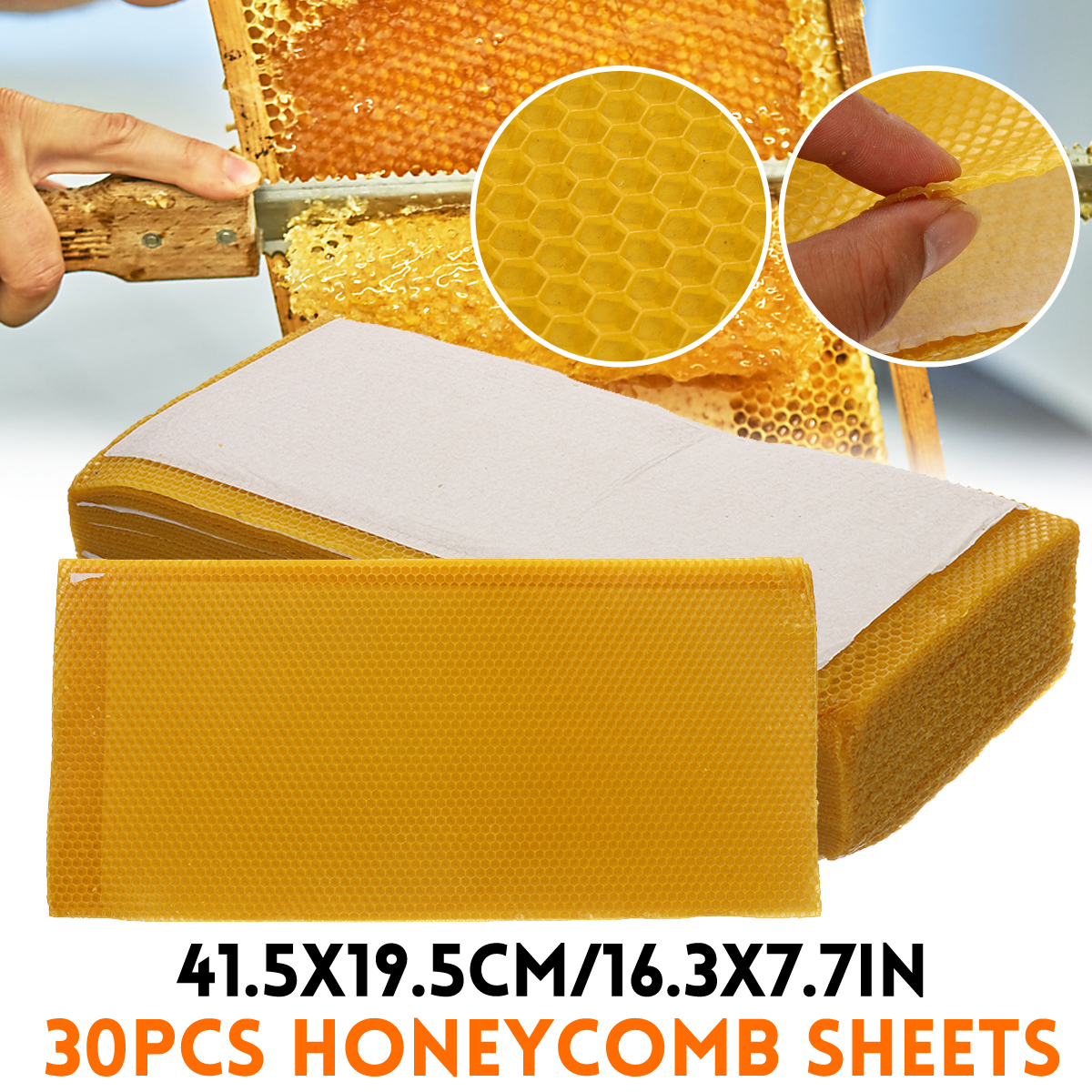 30Pcs-Beehive-Brood-Box-Wired-Wax-Foundation-Honeycomb-Sheets-Beekeeping-Tools-1724908-2