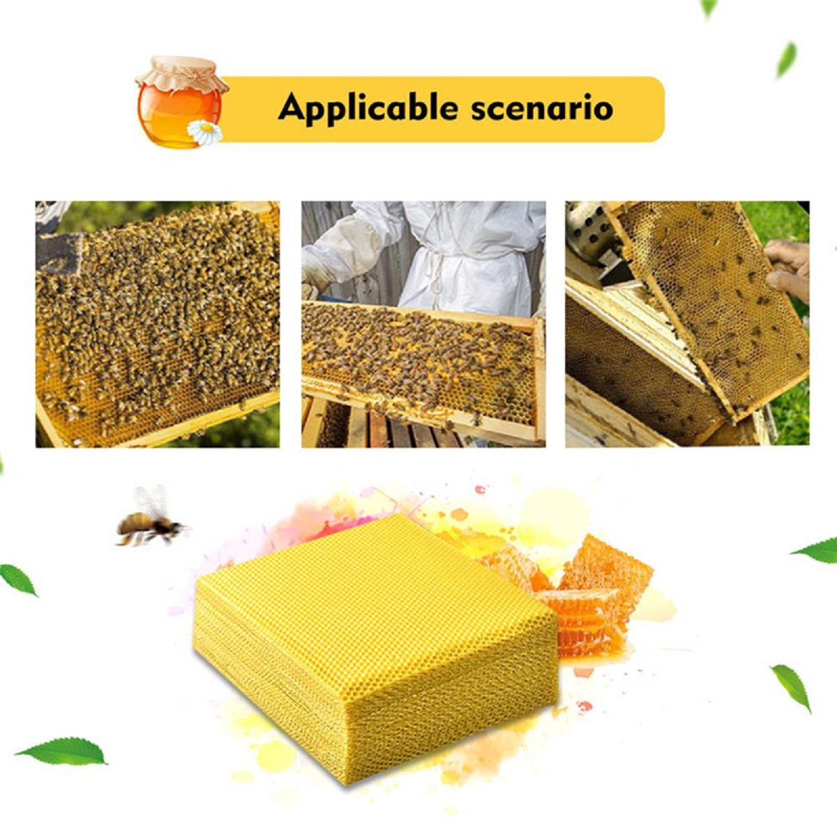 30Pcs-Beehive-Brood-Box-Wired-Wax-Foundation-Honeycomb-Sheets-Beekeeping-Tools-1724908-5