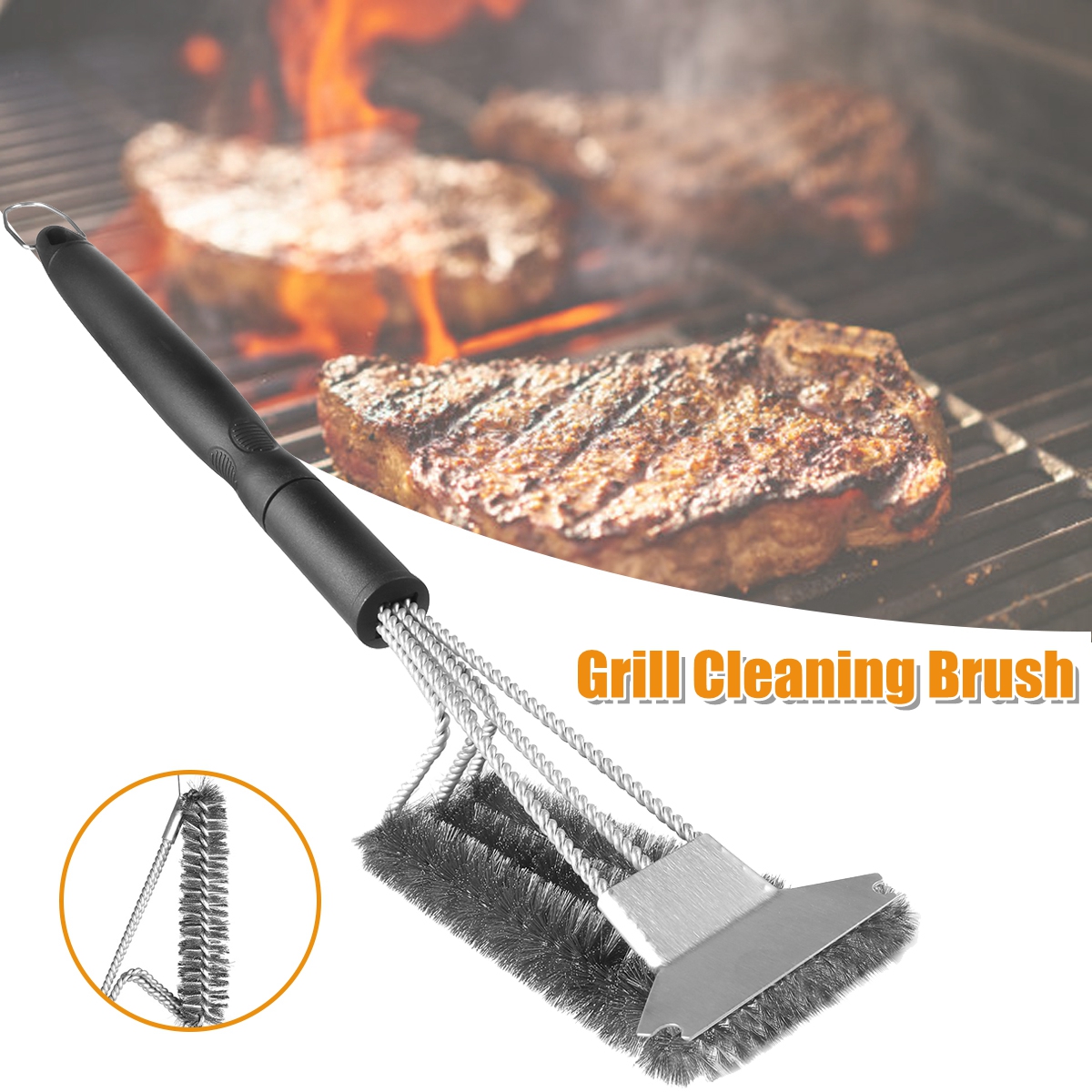 45cm-3-Head-Barbecue-Oven-Grill-Cleaning-Brush-Steel-Wire-Heads-BBQ-Clean-Tool-1725522-4