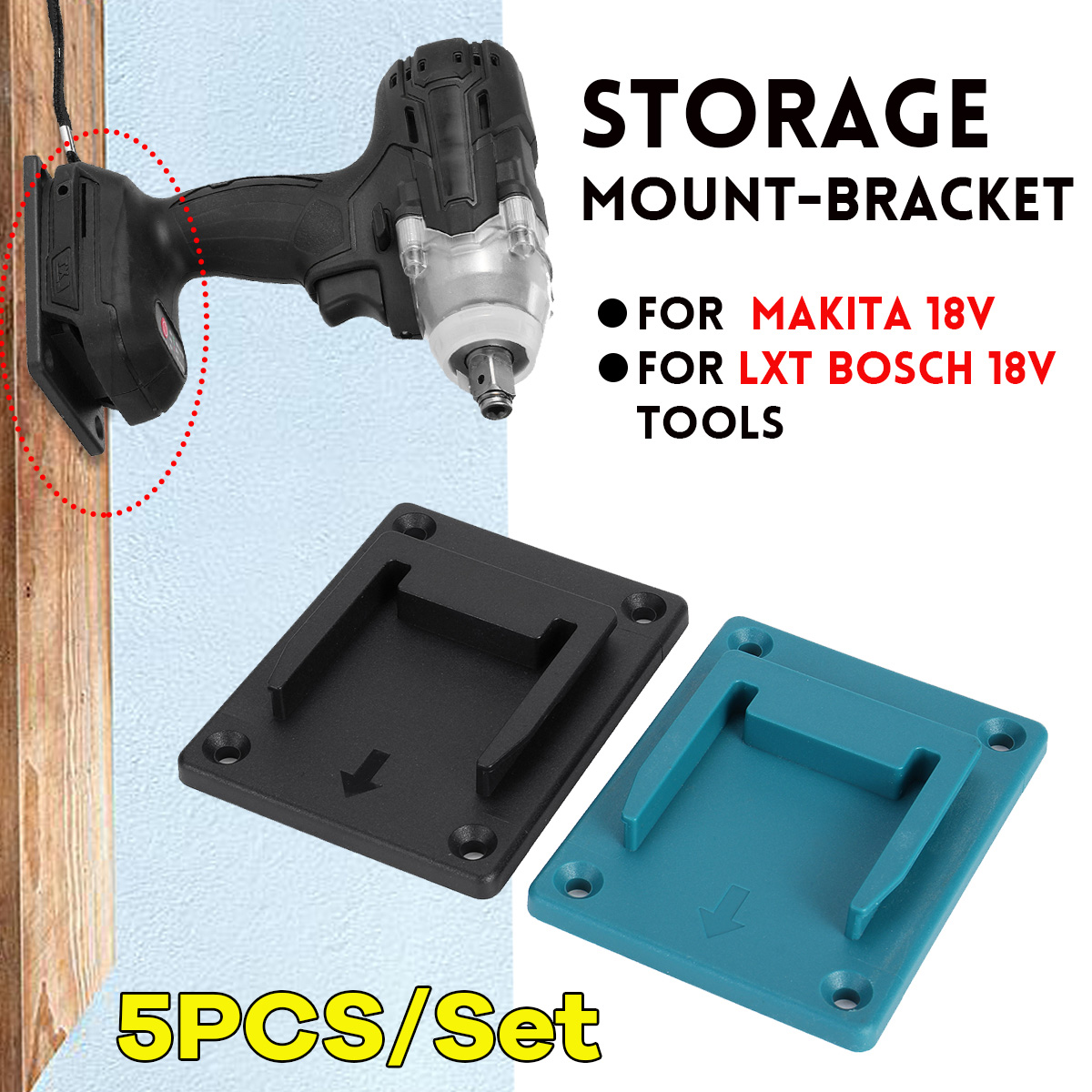 5PCS-Tools-Storage-Mount-Hanger-Holder-Bracket-For-Makita-18V-LXT-Bosch-18V-1853665-1