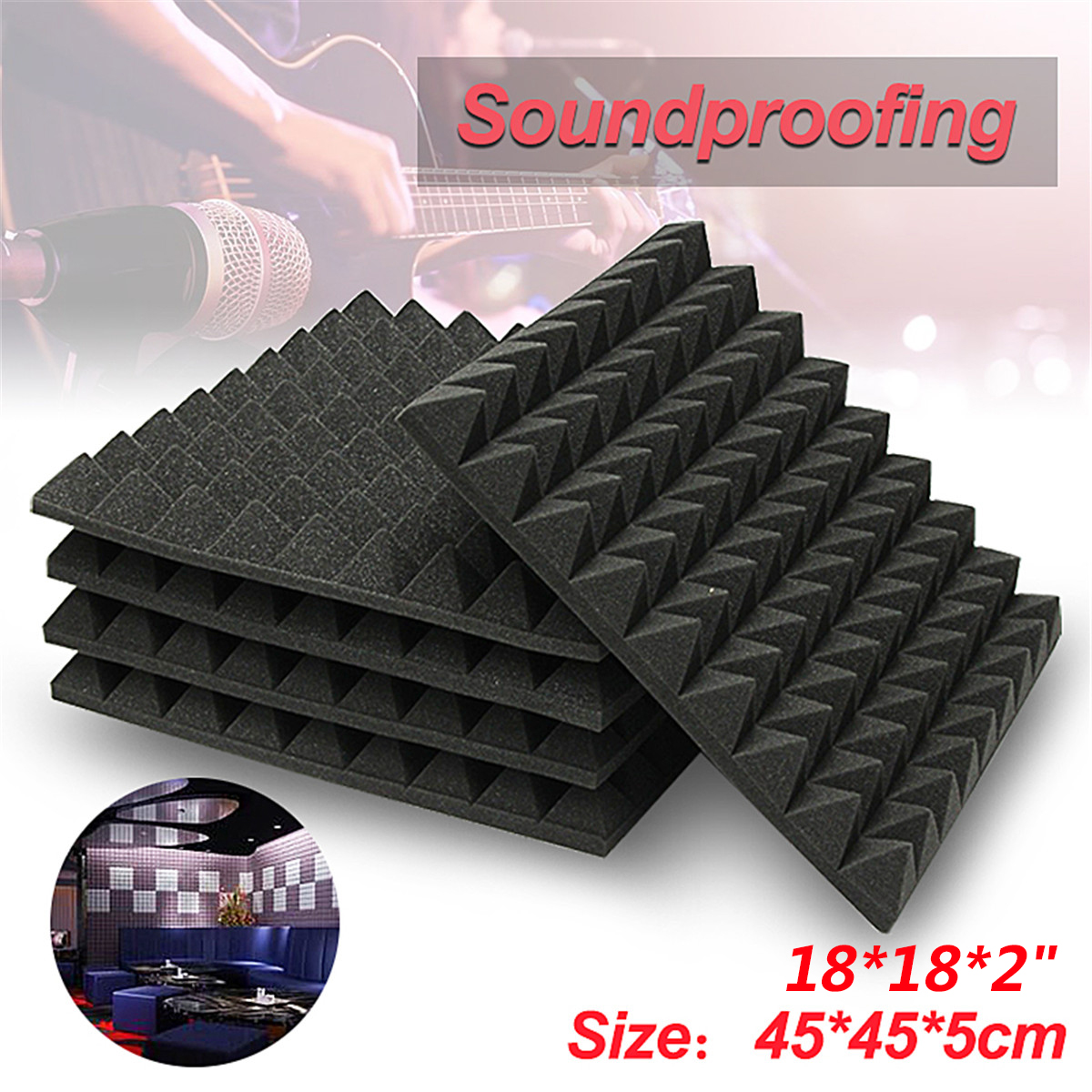 6Pcs-45x45x5cm-Sound-absorbing-Cotton-Soundproof-Cotton-Foam-Wall-Muffler-Spong-1784489-2