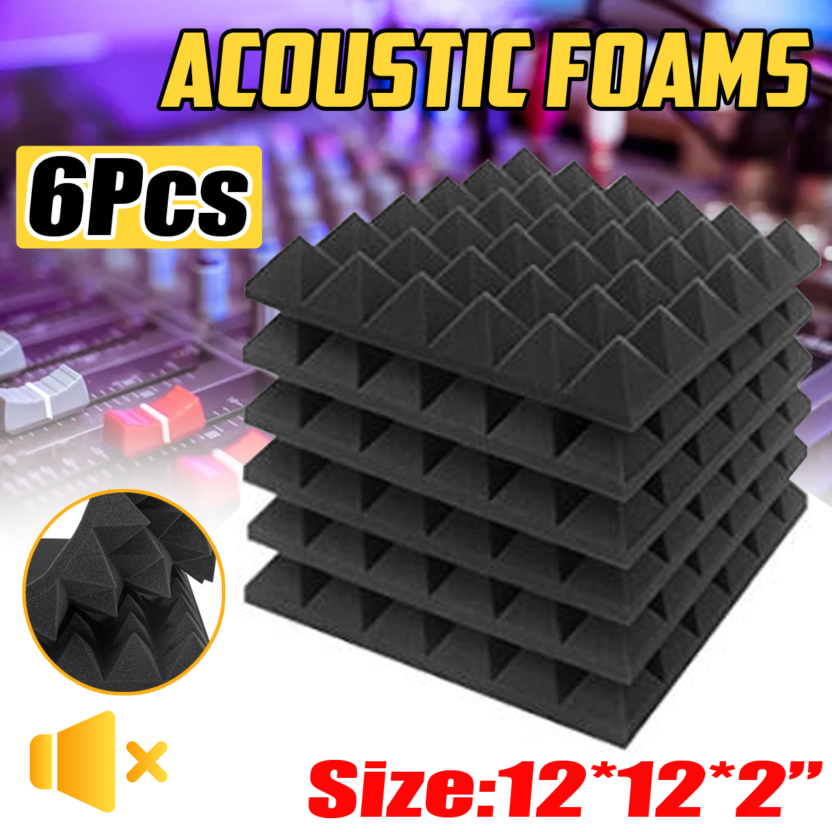 6Pcs-Acoustic-Foam-Studio-Soundproofing-Foam-Wedges-Wall-Tiles-12-x-12-x-2inch-1749893-2