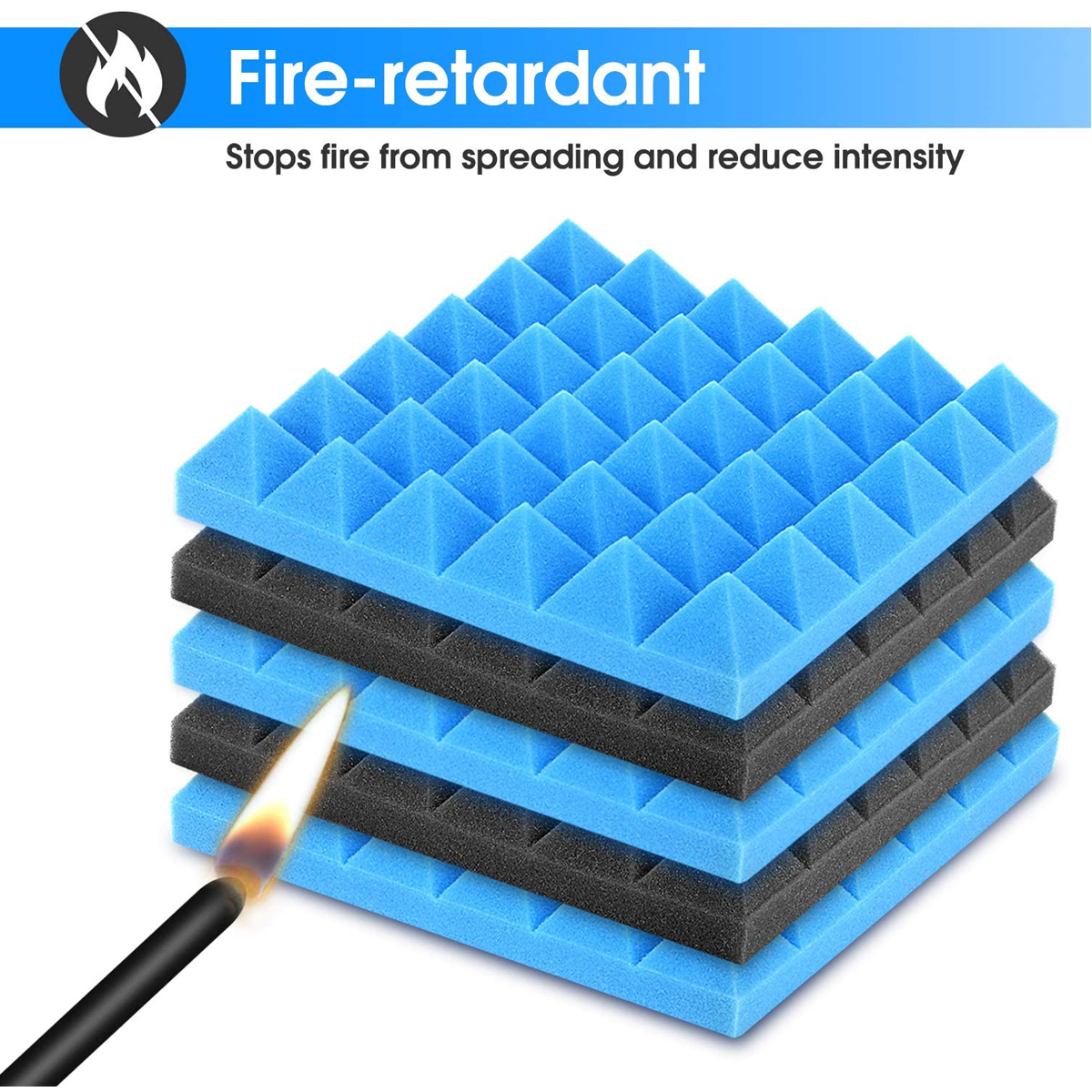 6Pcs-Acoustic-Foams-Studio-Soundproofing-Wedges-Tiles-Black--Blue-12x12x2inch-1749892-3