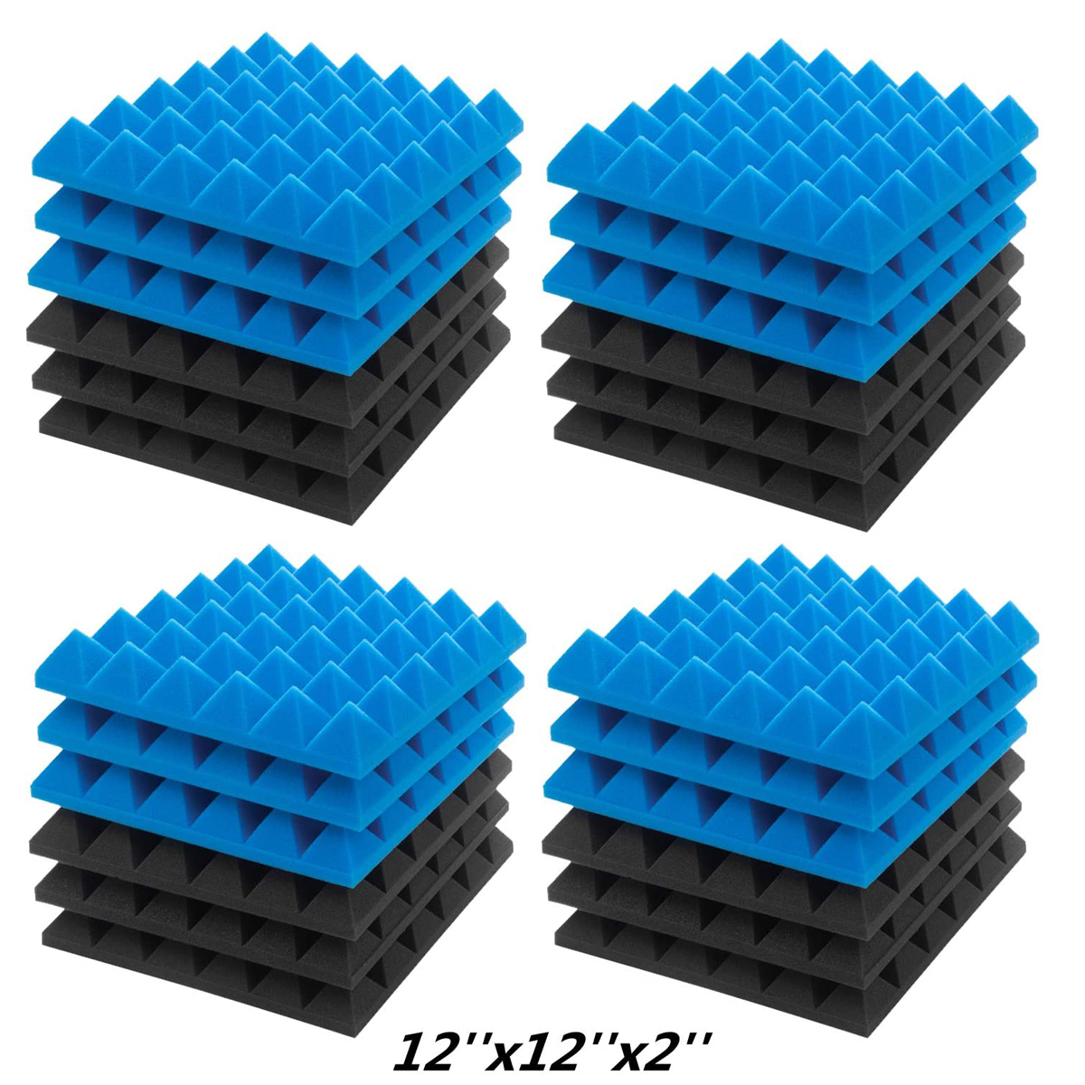 6Pcs-Acoustic-Foams-Studio-Soundproofing-Wedges-Tiles-Black--Blue-12x12x2inch-1749892-9