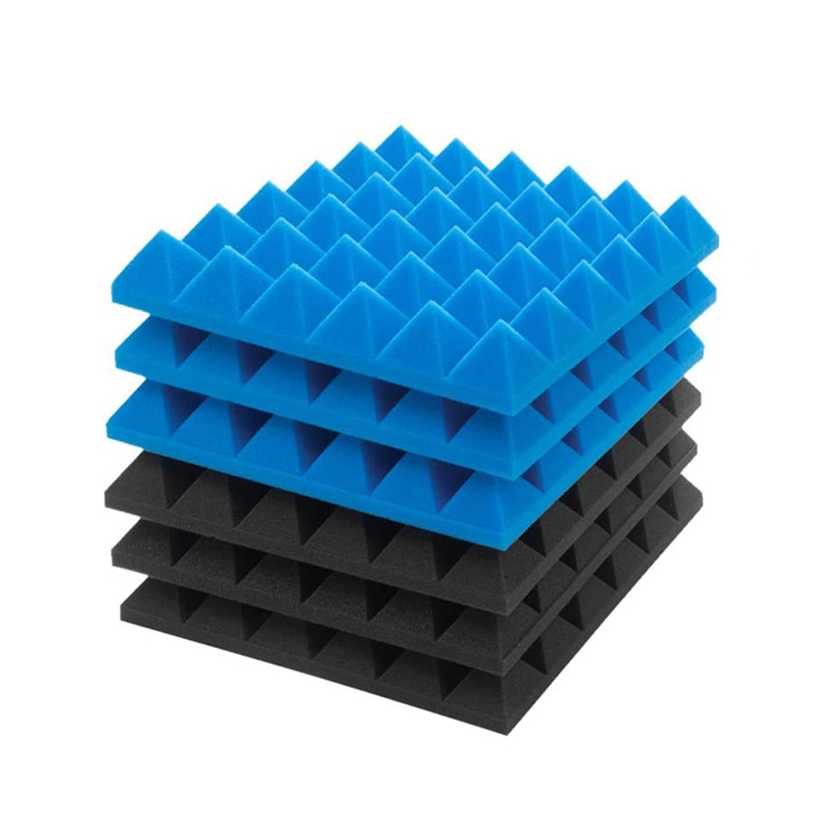 6Pcs-Acoustic-Foams-Studio-Soundproofing-Wedges-Tiles-Black--Blue-12x12x2inch-1749892-10