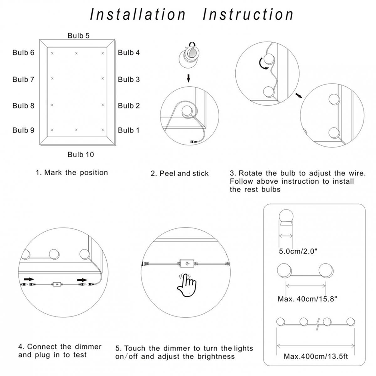 4M-12Bulbs-White-Hollywood-Style-LED-Vanity-Mirror-Lights-Kit--EU-AdapterDimmer-DC12V-1255540-5