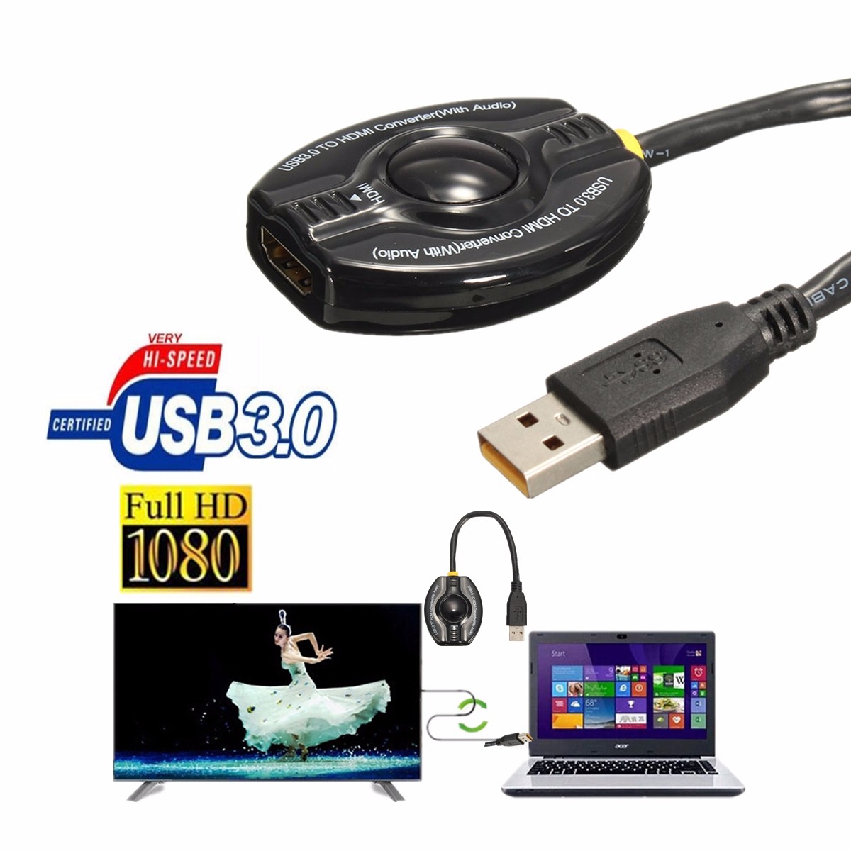 USB-30-to-HDMI-Adapter-Cable-5-Gbps-support-1080P-Projector-POS-System-CRT-LCD-LED-Monitor-1973033-1
