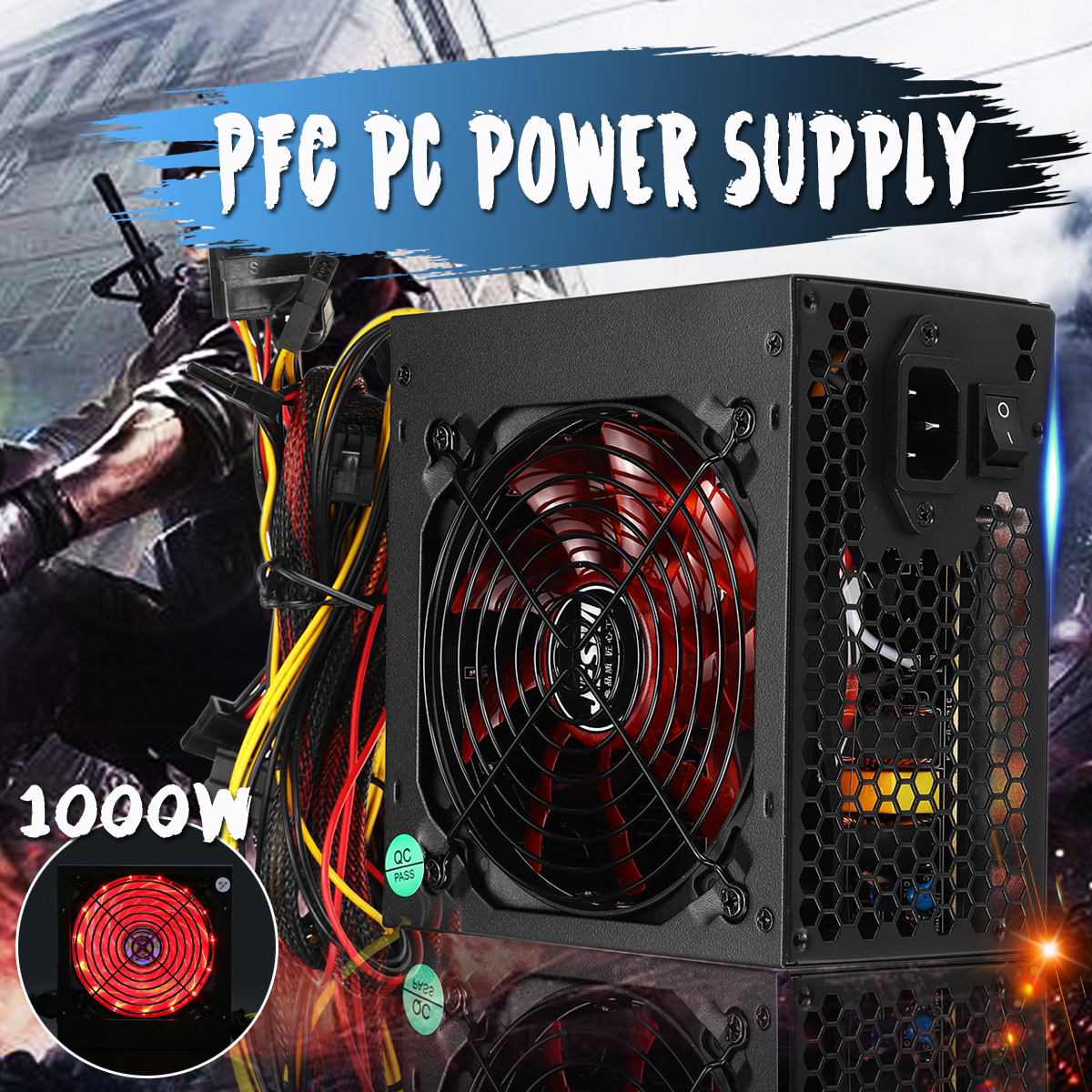 204Pin-1000W-ATX-PC-Desktop-Computer-Power-Supply-PSU-PFC-220V-Quiet-Fan-Red-1663713-10