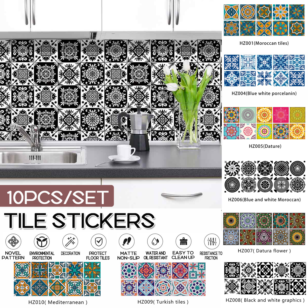 10PCS-Tile-Stickers-Self-Adhesive-Removable-Wall-Sticker-Decal-Decor-Water-Oil-proof-1823164-1