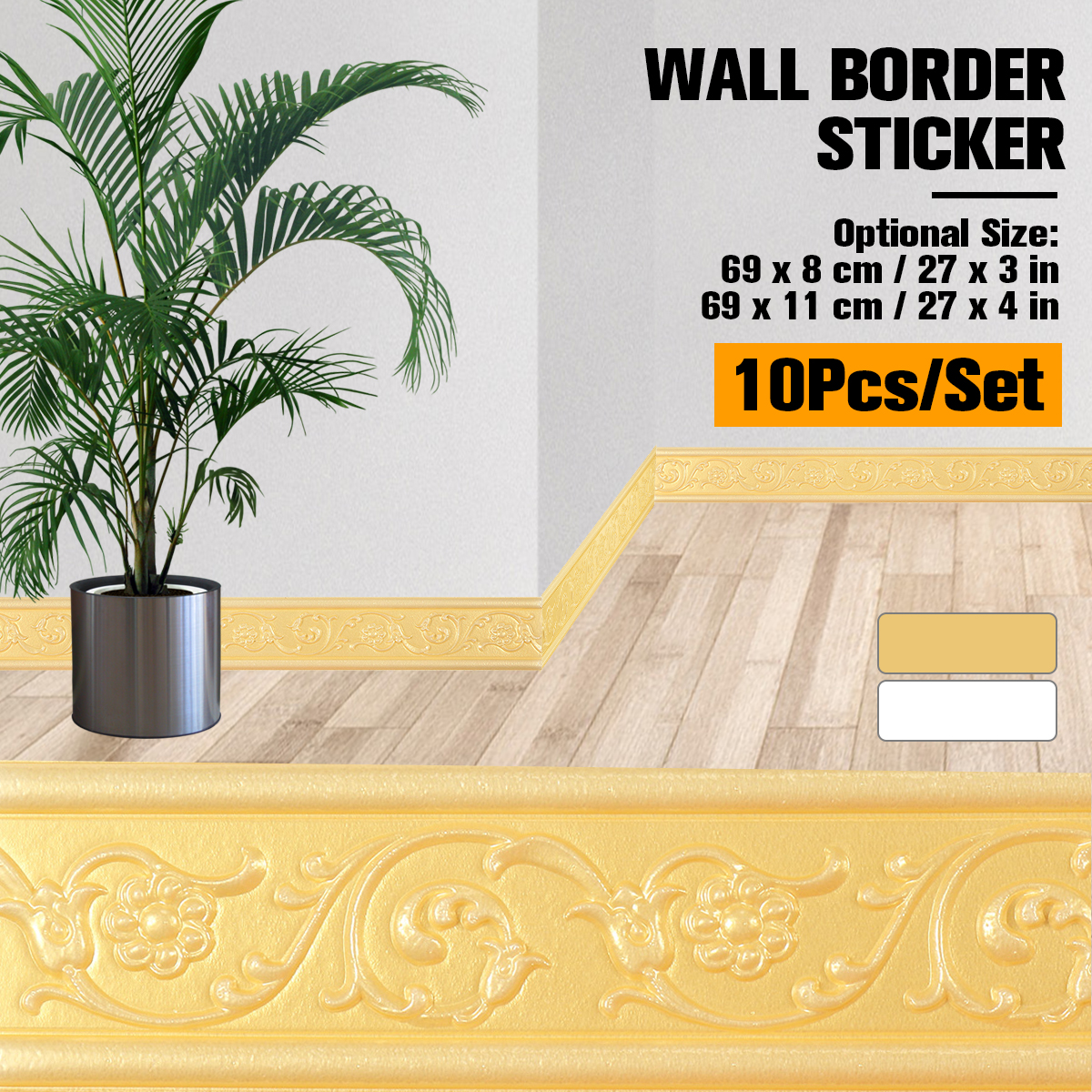 10PcsSet-Waterproof-3D-Wall-Border-Skirting-Lines-Sticker-Self-Adhesive-Kitchen-1822536-1